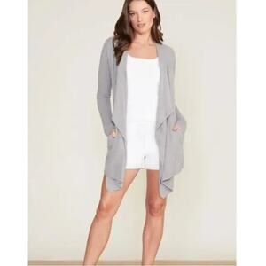 Barefoot Dreams CozyChic Lite Gray Open Front Drape Cardigan NWT 2X Plus SOFT